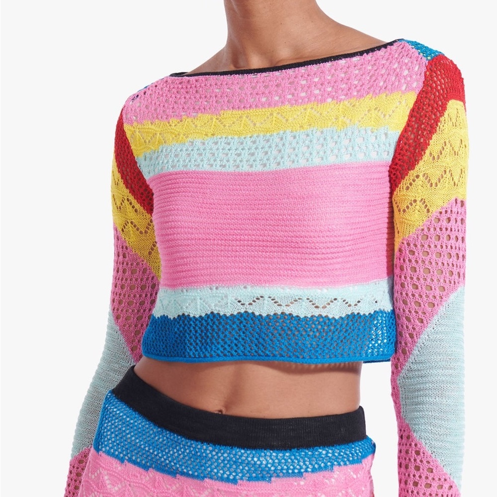 NWT Staud Rainbow Stripe Colorblock Sweater - Picture 9 of 9